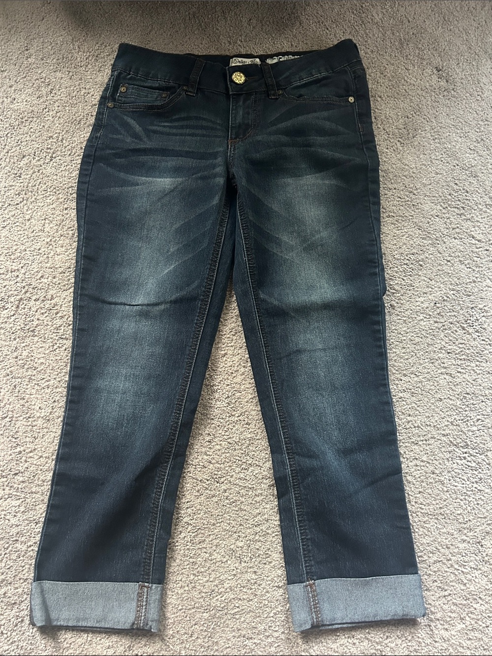 Indigo Rein Women’s Dark Blue Low-Rise Capris Jeans